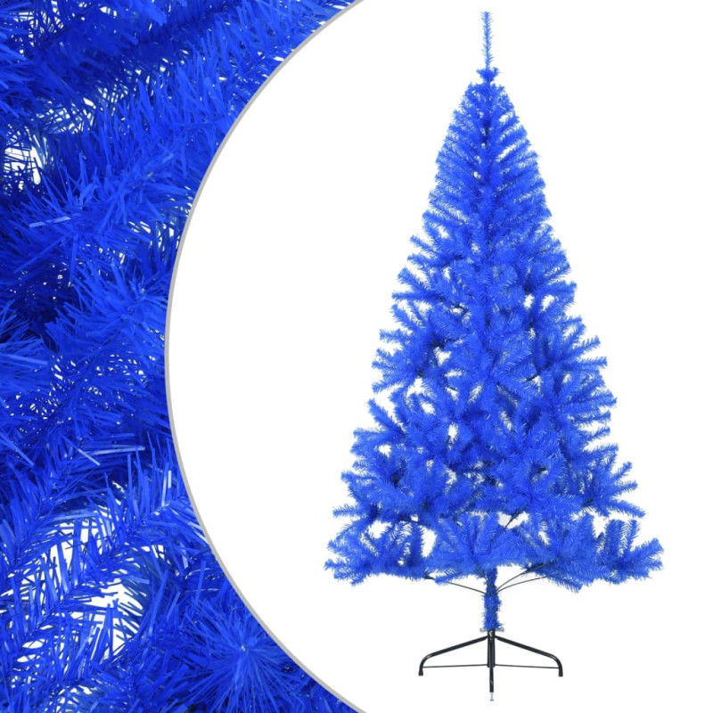 Demi sapin de Noël artificiel avec support Bleu 180 cm PVC