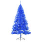 Demi sapin de Noël artificiel avec support Bleu 180 cm PVC