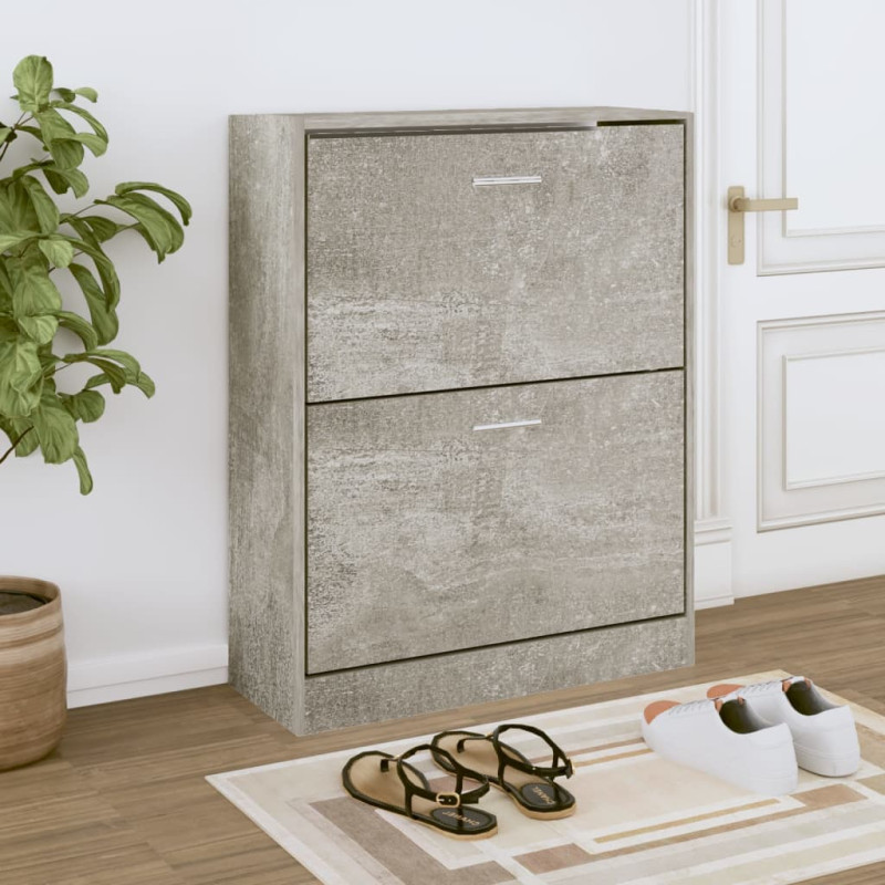 Armoire à chaussures Gris béton 63x24x81 cm Bois d ingénierie