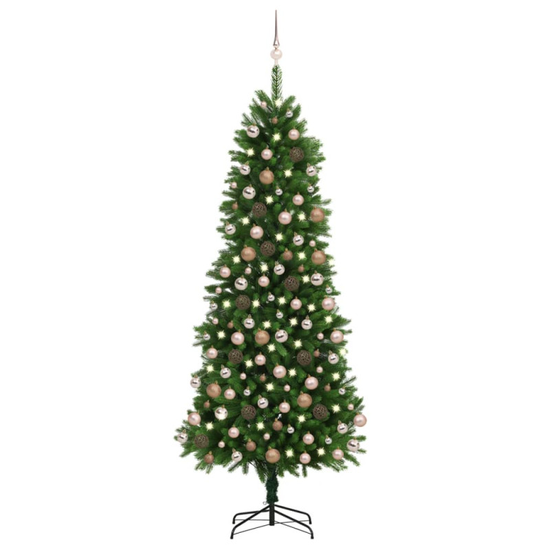 Arbre de Noël artificiel pré éclairé et boules 240 cm vert