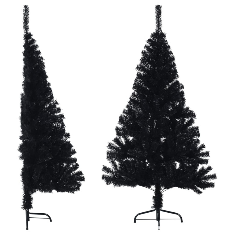 Demi sapin de Noël artificiel avec support Noir 120 cm PVC