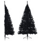 Demi sapin de Noël artificiel avec support Noir 180 cm PVC