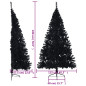 Demi sapin de Noël artificiel avec support Noir 180 cm PVC