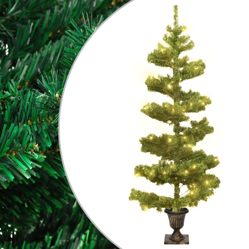 Arbre de Noël hélicoïdal pré éclairé avec pot vert 120 cm PVC