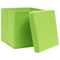 Boîtes de rangement avec couvercles 4 pcs Vert 32x32x32cm Tissu