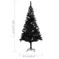 Arbre de Noël artificiel pré éclairé et boules noir 180 cm PVC