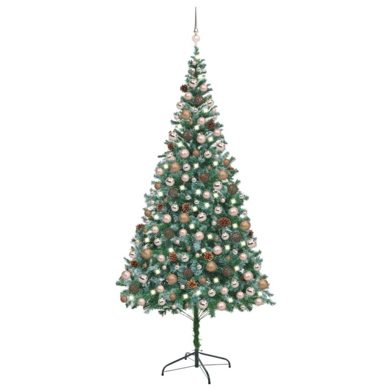 Arbre de Noël artificiel pré éclairé boules pommes de pin 210cm