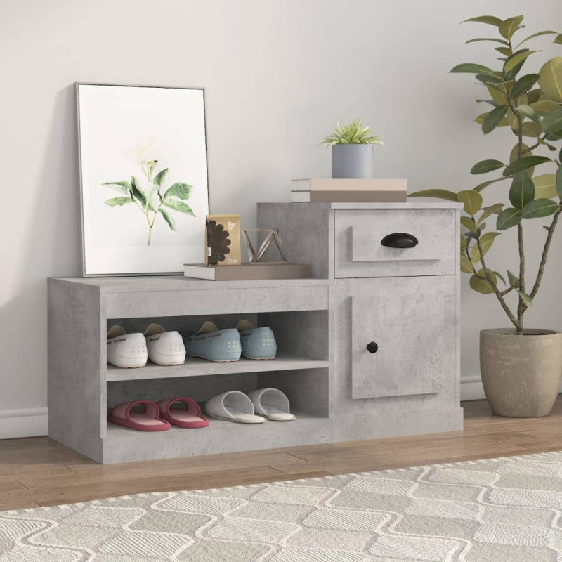 Armoire à chaussures gris béton 100x42x60 cm bois d ingénierie