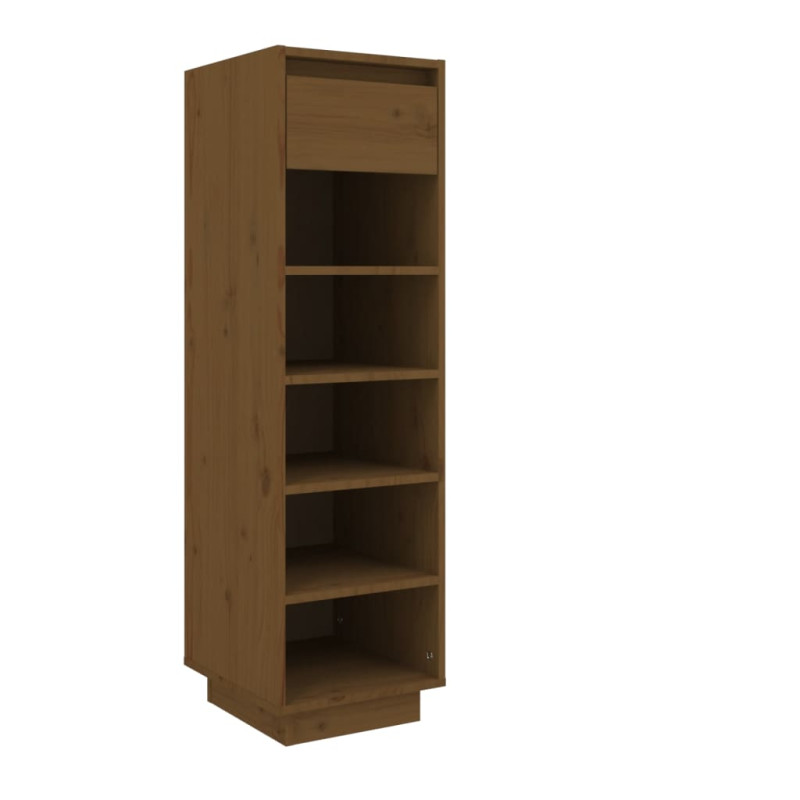 Armoire à chaussures marron miel 30x34x105cm bois de pin massif