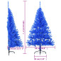 Demi sapin de Noël artificiel avec support Bleu 120 cm PVC