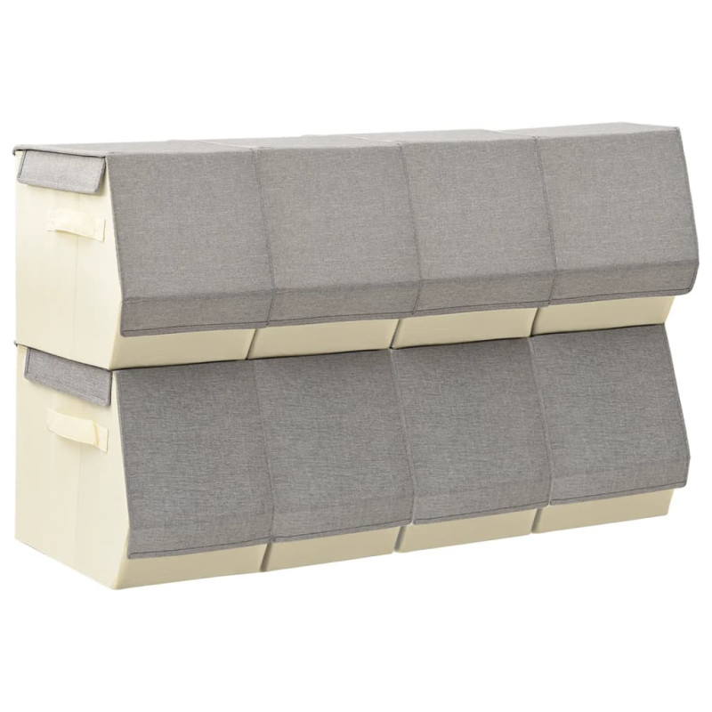 Boîtes de rangement empilables avec couvercle 8 pcs Tissu