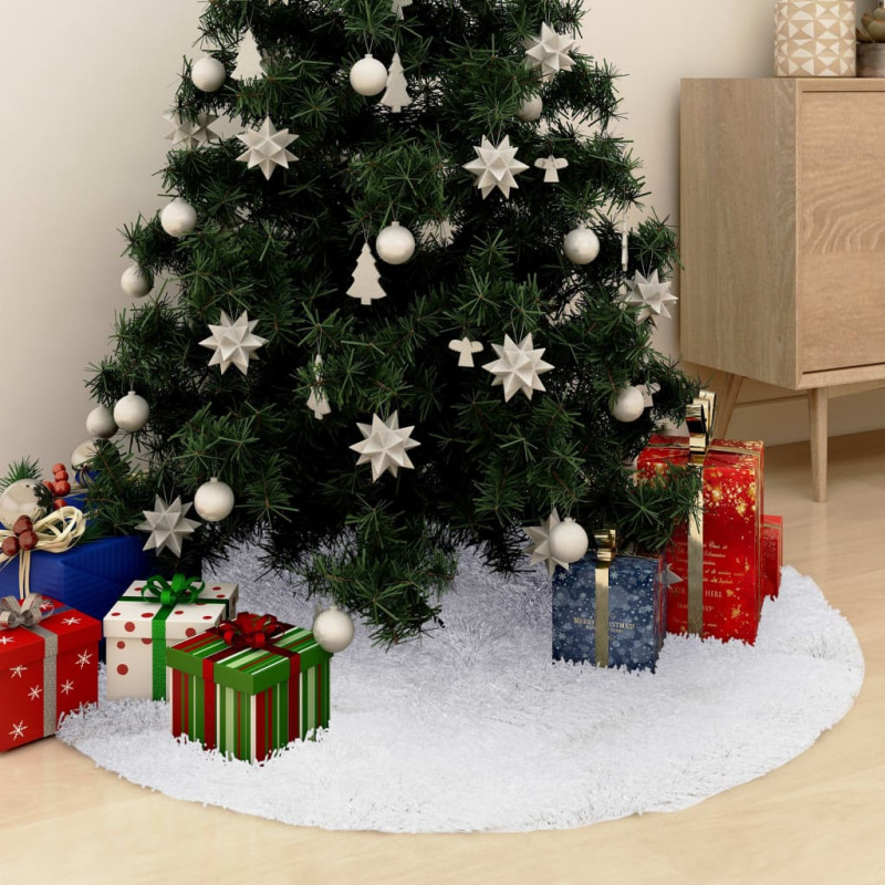 Jupe de sapin de Noël Blanc 122 cm Fausse fourrure