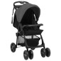 Poussette pour bébé 2 en 1 Gris foncé et noir Acier