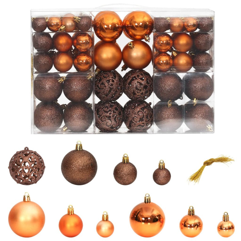 Boules de Noël 100 pcs marron 3 4 6 cm