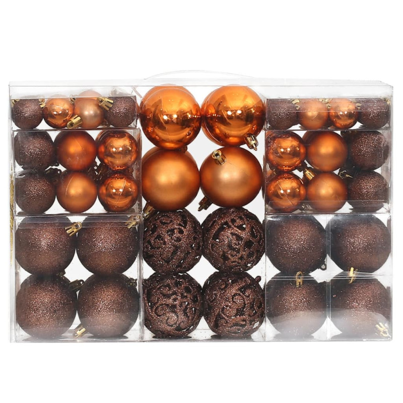 Boules de Noël 100 pcs marron 3 4 6 cm