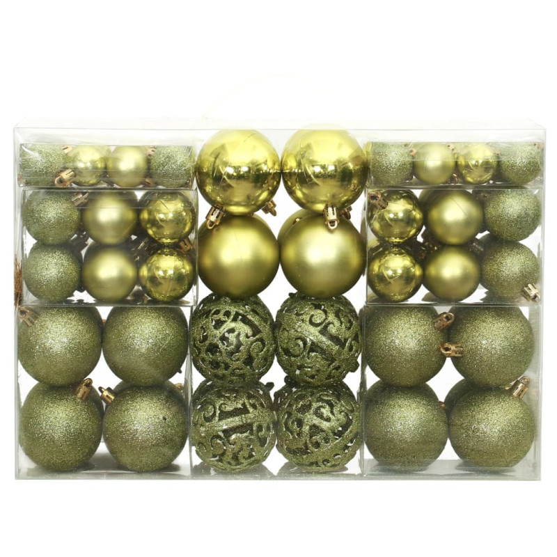 Boules de Noël 100 pcs vert clair 3 4 6 cm