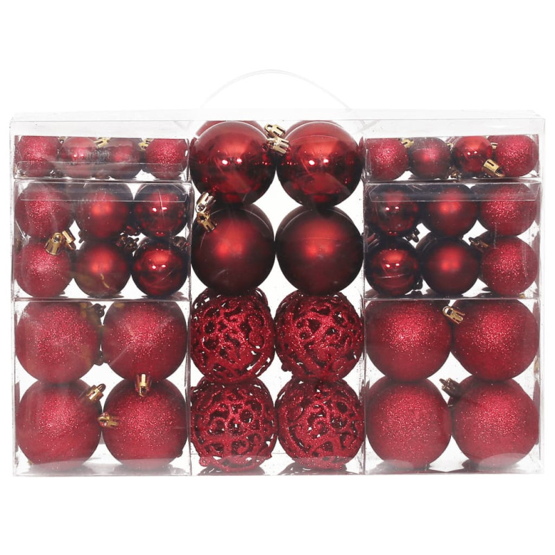 Boules de Noël 100 pcs rouge bordeaux 3 4 6 cm