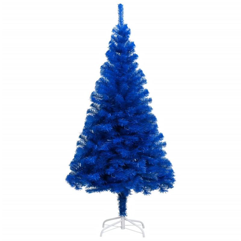 Arbre de Noël artificiel pré éclairé et boules bleu 120 cm PVC