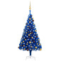 Arbre de Noël artificiel pré éclairé et boules bleu 120 cm PVC