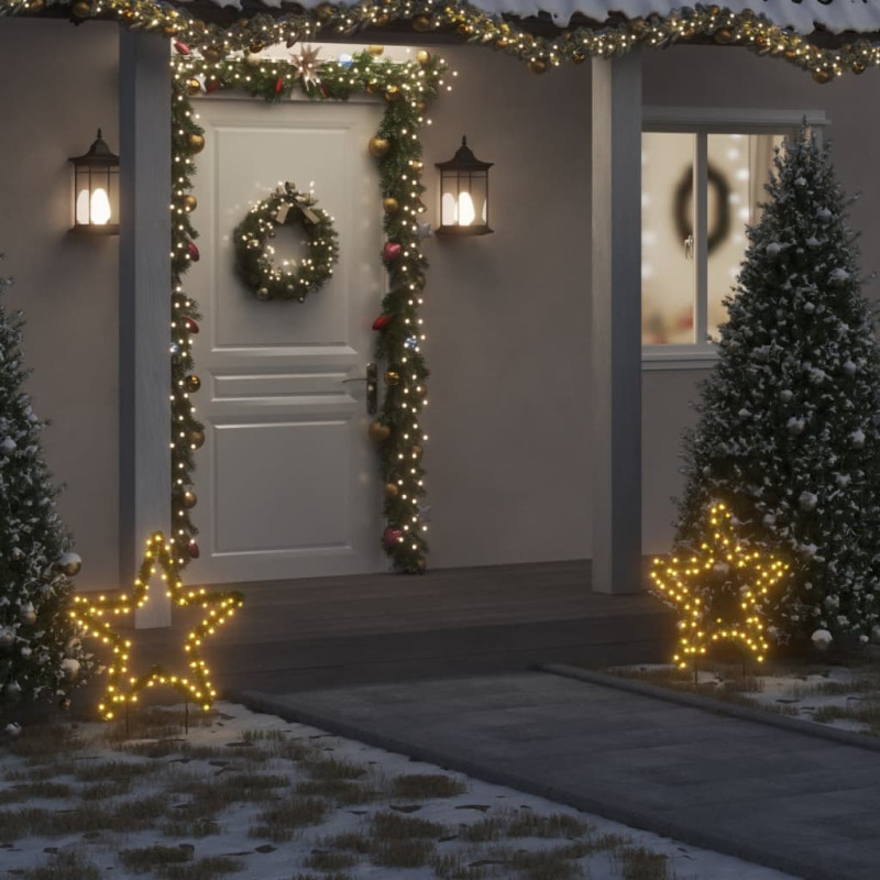 Décoration lumineuse étoile de Noël avec piquets 80 LED 60 cm