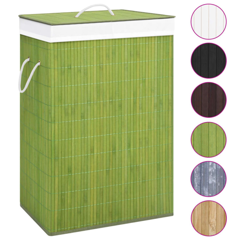 Panier à linge avec 2 sections bambou vert 72 L