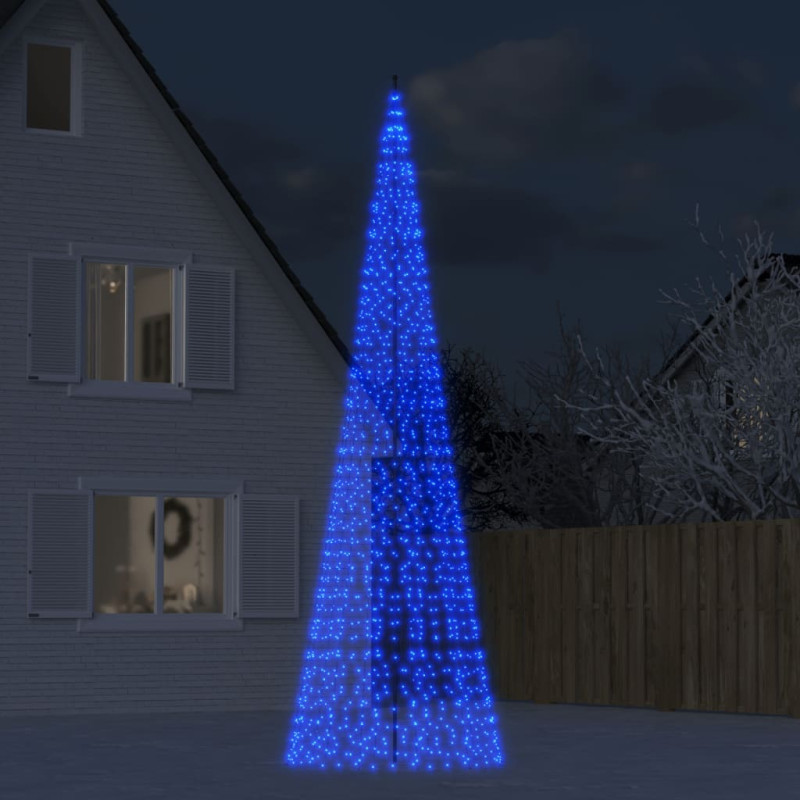 Arbre de Noël lumineux sur mât de drapeau 1534 LED bleu 500 cm