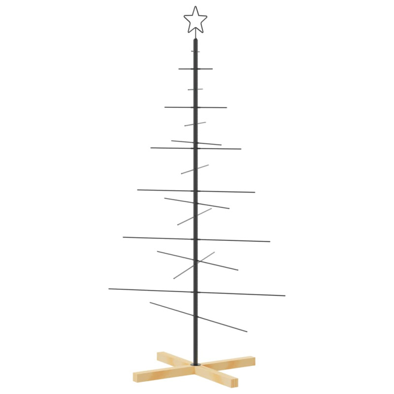 Arbre de Noël en métal avec base en bois noir 150 cm