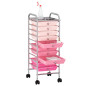 Chariot de rangement mobile à 10 tiroirs Ombre Rose Plastique