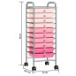 Chariot de rangement mobile à 10 tiroirs Ombre Rose Plastique