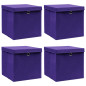 Boîtes de rangement avec couvercles 4 pcs 28x28x28 cm Violet