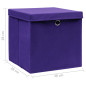 Boîtes de rangement avec couvercles 4 pcs 28x28x28 cm Violet