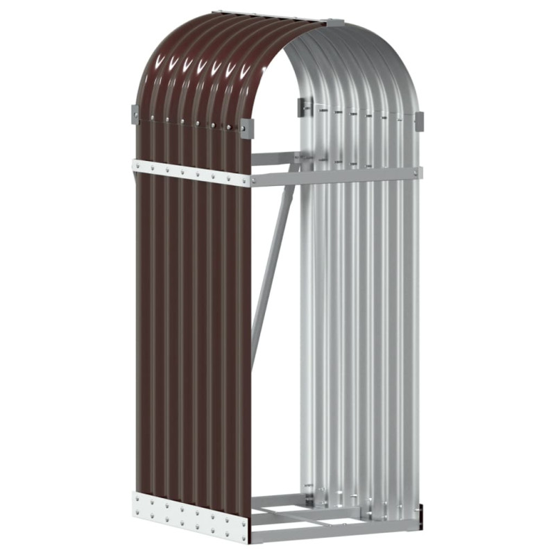 Porte bûches marron 40x45x100 cm acier galvanisé