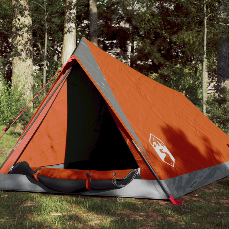 Tente de camping 2 personnes gris et orange imperméable