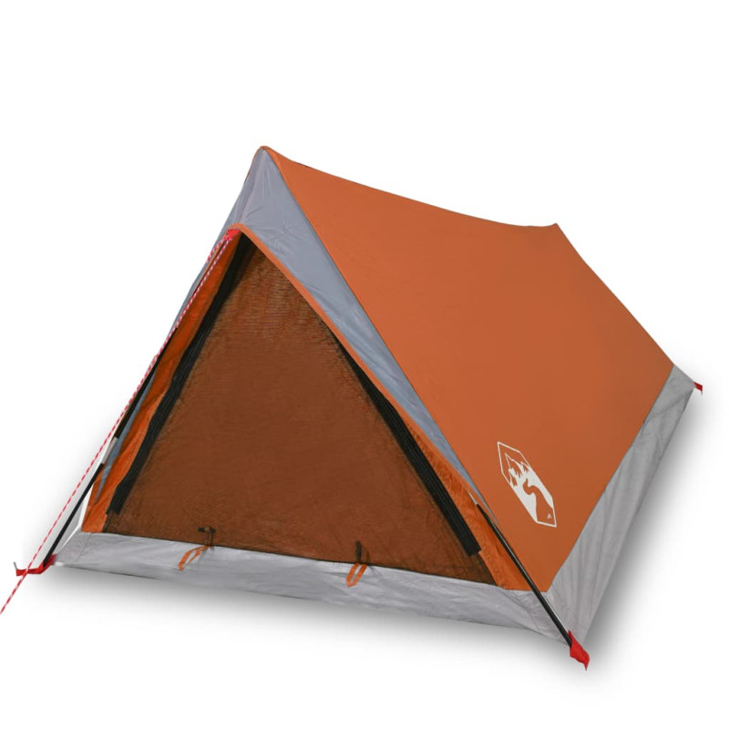 Tente de camping 2 personnes gris et orange imperméable