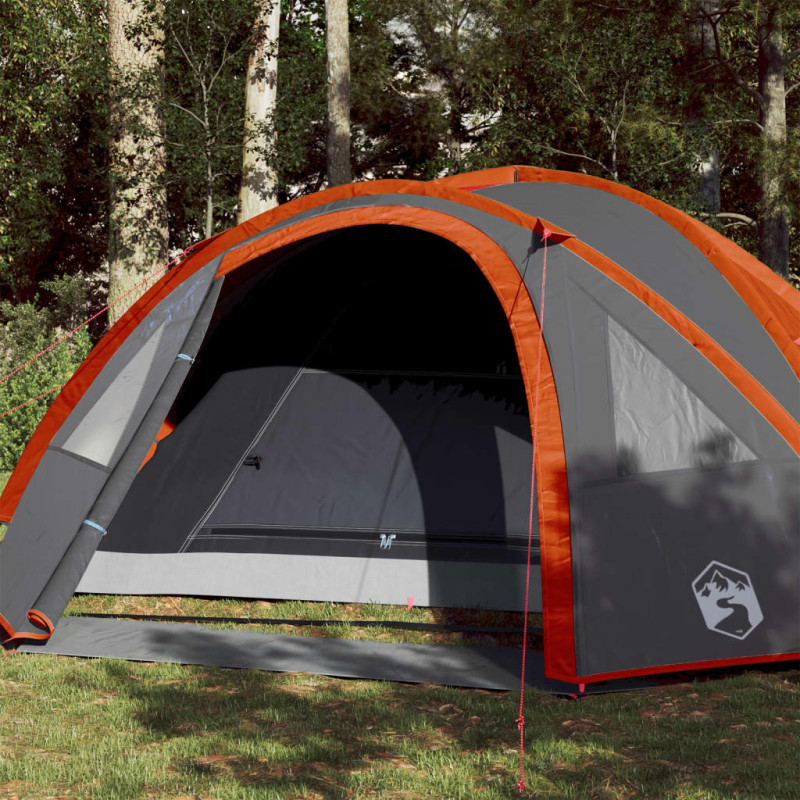 Tente de camping à dôme 4 personnes orange imperméable