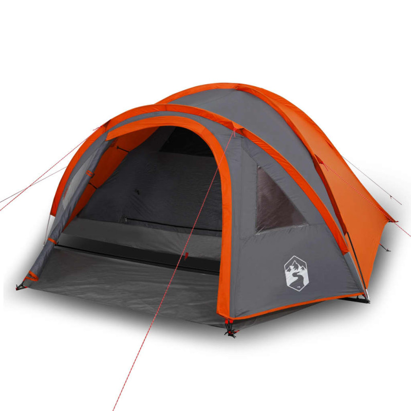 Tente de camping à dôme 4 personnes orange imperméable