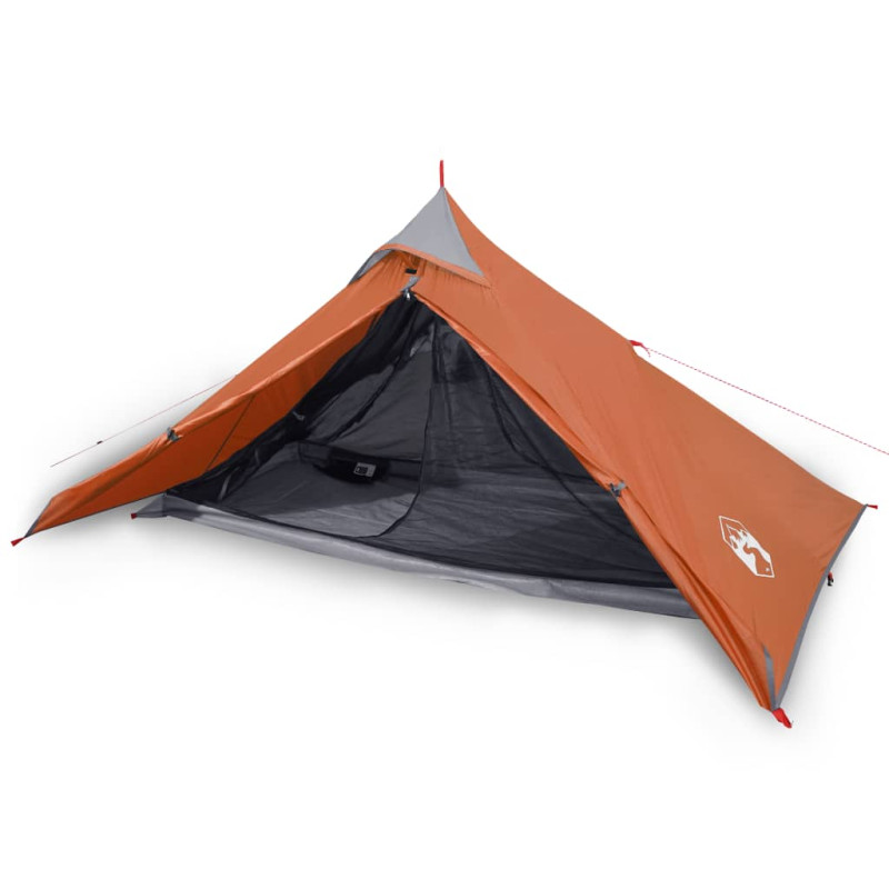 Tente de camping tipi 1 personne orange imperméable