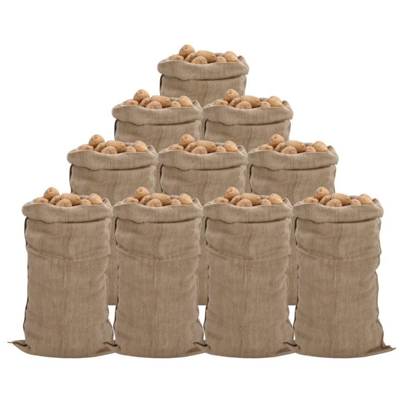 Sacs en jute 10 pcs 65x135 cm 100 % jute 340 g m²