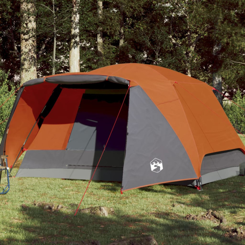 Tente de camping avec porche 4 personnes orange imperméable