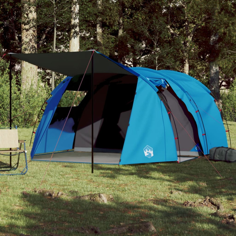 Tente de camping tunnel 4 personnes bleu imperméable