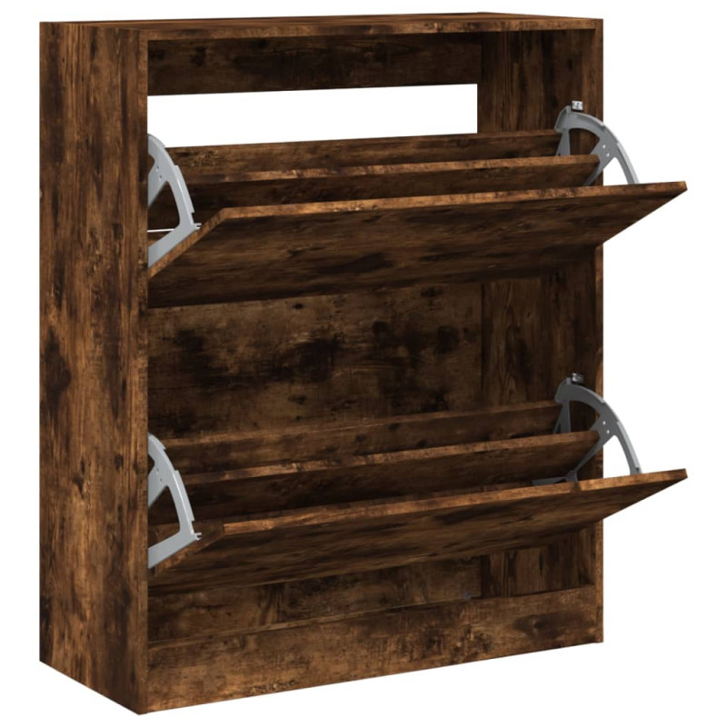 Armoire à chaussures chêne fumé 80x34x96,5 cm bois d ingénierie