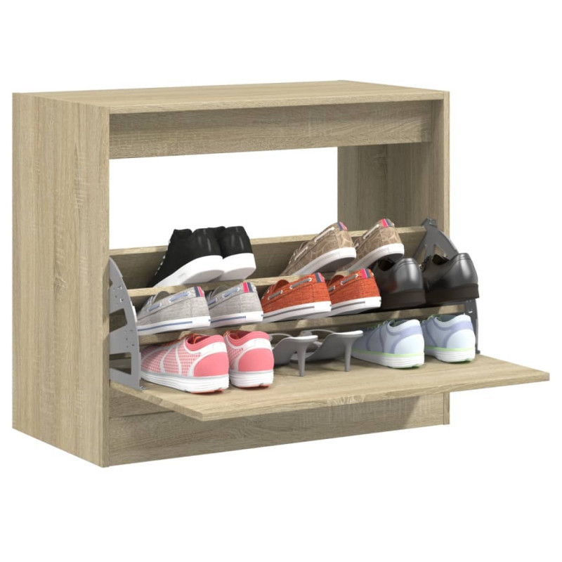 Armoire à chaussures chêne sonoma 80x42x69 cm bois d ingénierie