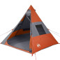 Tente de camping tipi 7 personnes orange imperméable