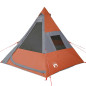 Tente de camping tipi 7 personnes orange imperméable