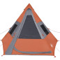 Tente de camping tipi 7 personnes orange imperméable