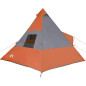 Tente de camping tipi 7 personnes orange imperméable