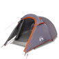 Tente de camping tunnel 3 personnes gris et orange imperméable