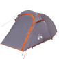 Tente de camping tunnel 3 personnes gris et orange imperméable