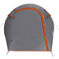 Tente de camping tunnel 3 personnes gris et orange imperméable