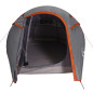 Tente de camping tunnel 3 personnes gris et orange imperméable